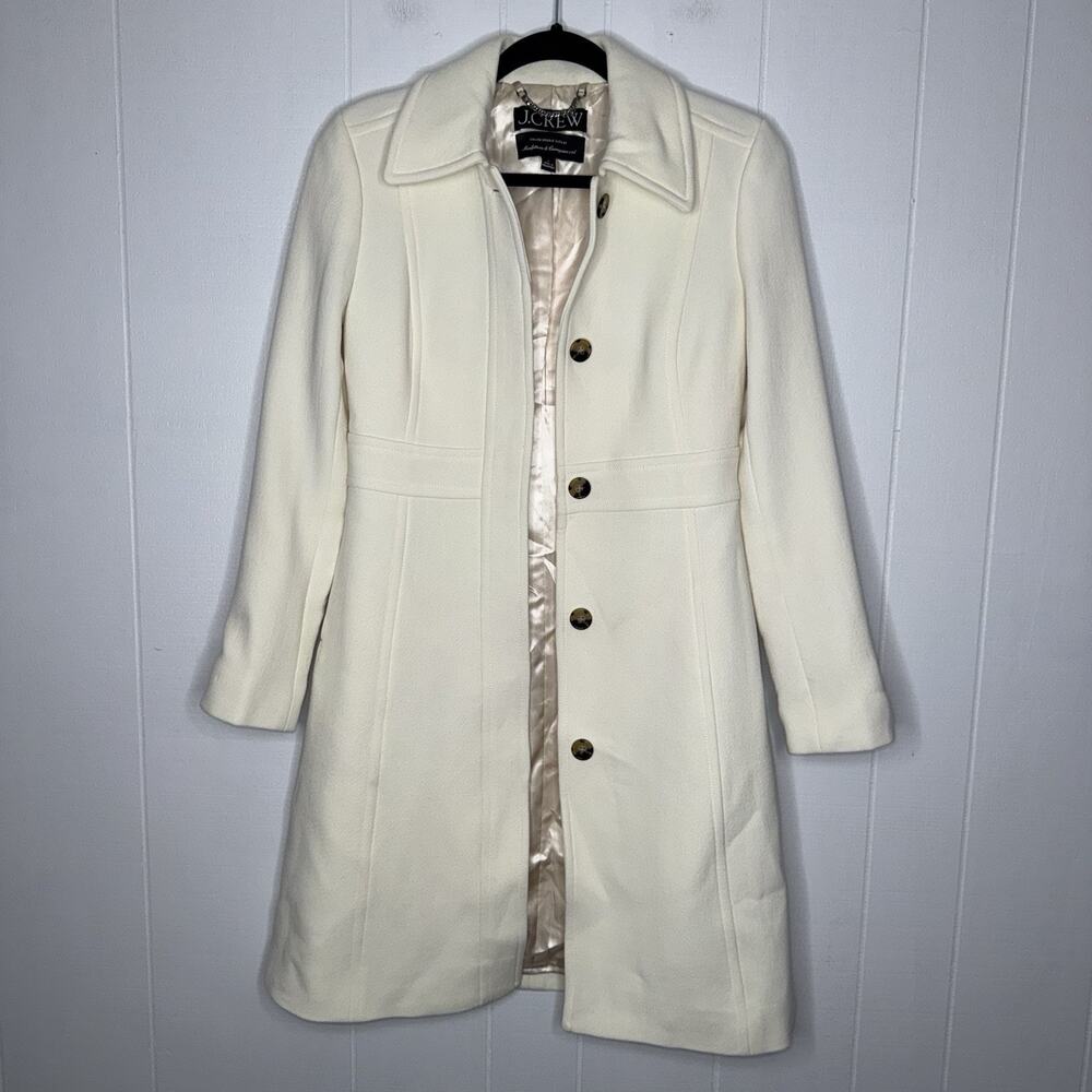 J.Crew Women’s New Lady Day Topcoat Italian Double-Cloth Wool Blend Ivory Size 0